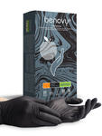 Перчатки нитриловые смотровые нестерильные текстурированные на пальцах черные BENOVY, S, M-NFTB002W3