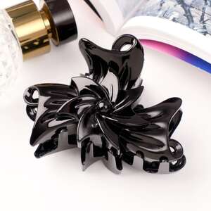 Краб** для волос "Классик" бантик с цветком, 8х5,5 см, чёрный